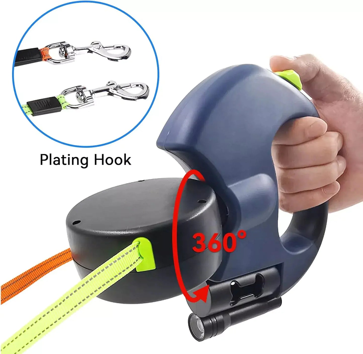 Dual Retractable Dog Leash for 2 Dogs