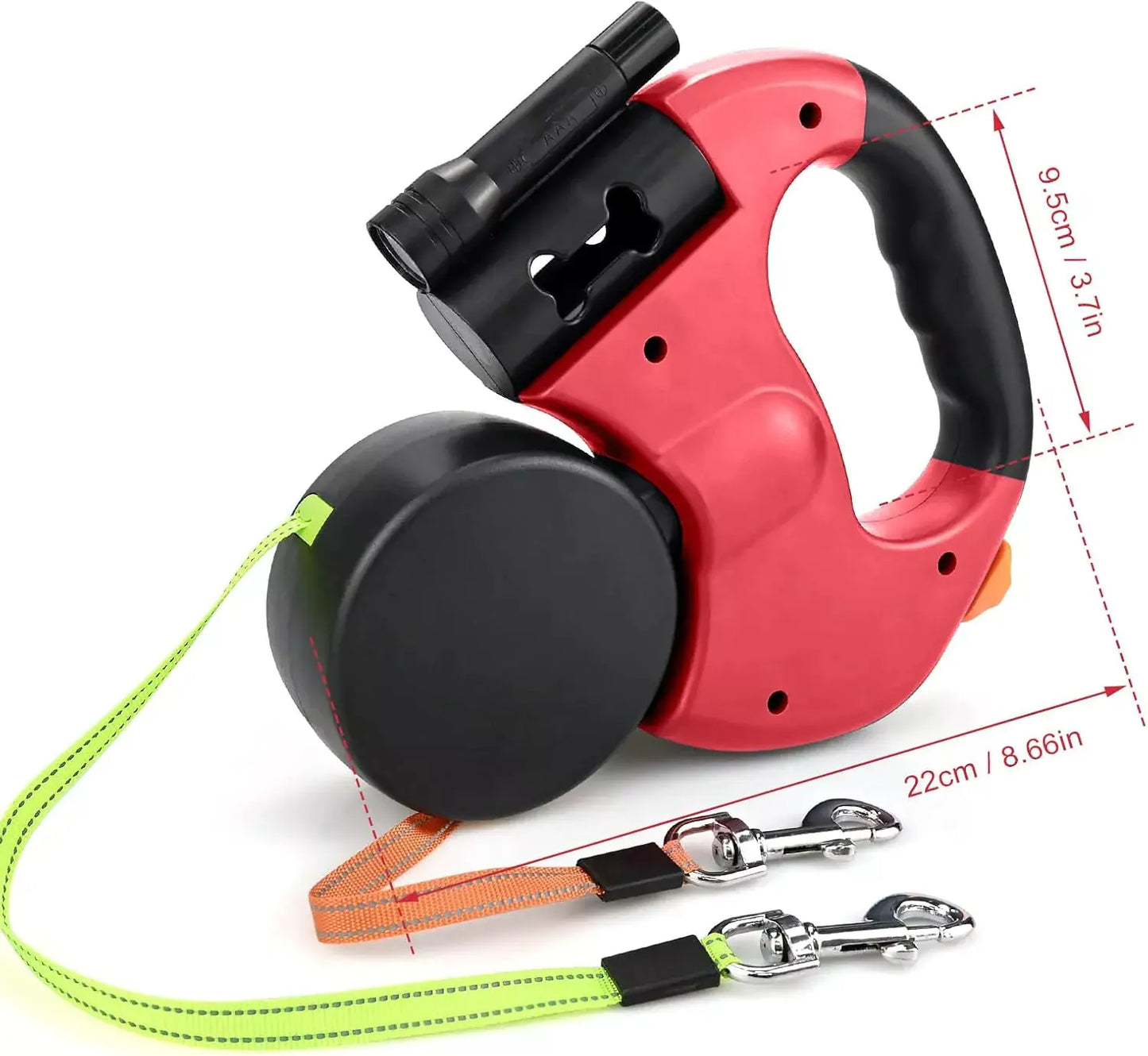 Dual Retractable Dog Leash for 2 Dogs