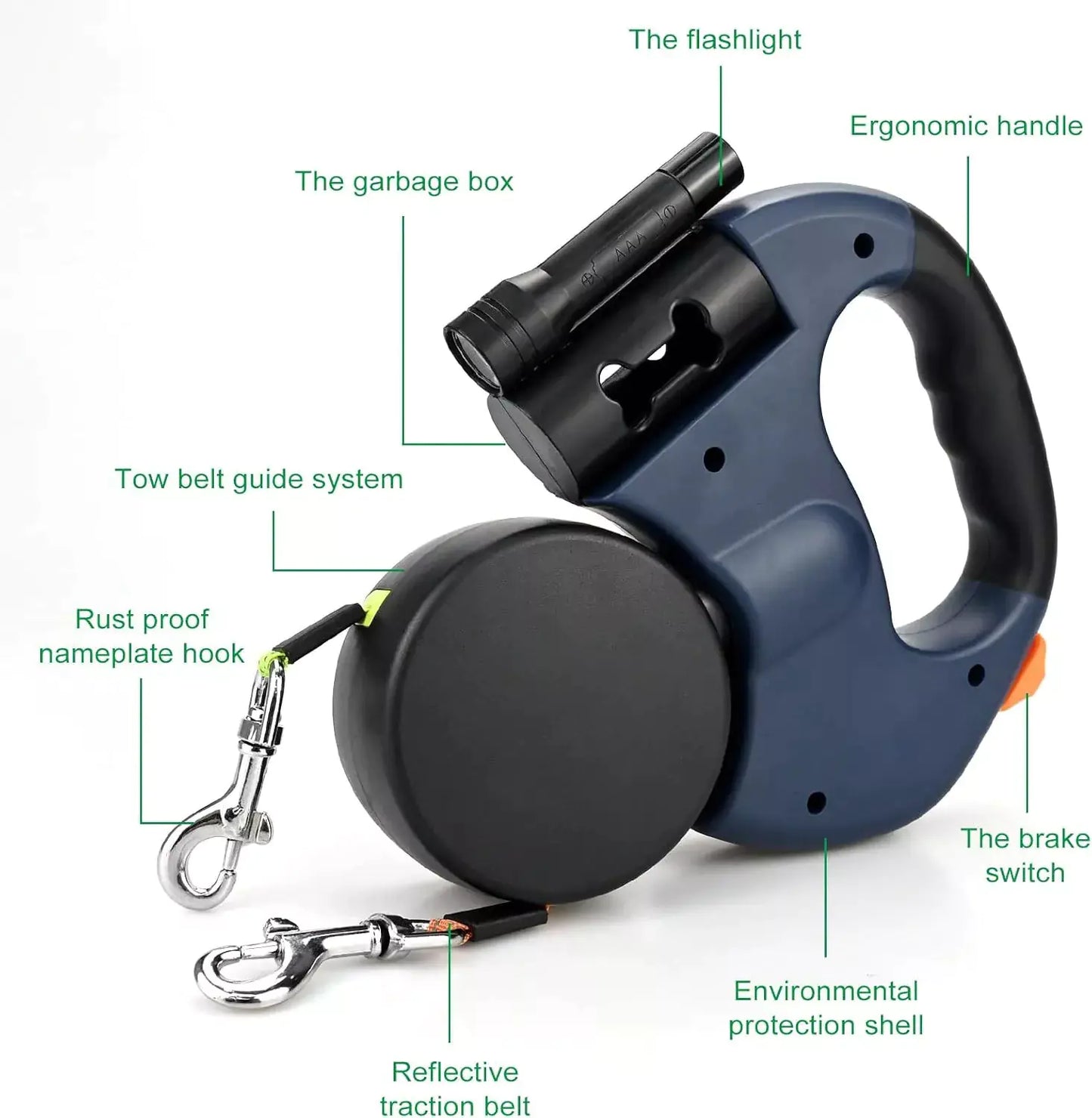 Dual Retractable Dog Leash for 2 Dogs